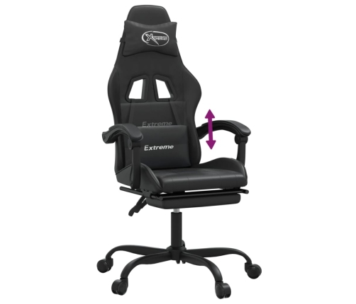 Silla gaming con reposapiés cuero sintético negro