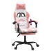 Silla gaming con reposapiés cuero sintético blanco y rosa