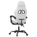 Silla gaming con reposapiés cuero sintético blanco negro