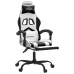 Silla gaming con reposapiés cuero sintético blanco negro