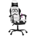 Silla gaming con reposapiés cuero sintético blanco negro