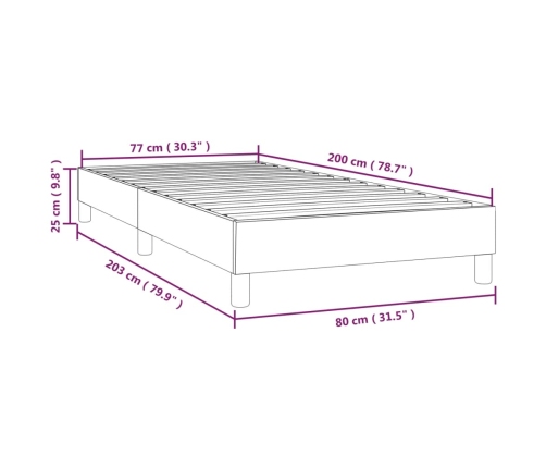 Estructura de cama de tela negro 80x200 cm