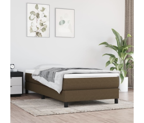 Estructura de cama sin colchón tela marrón oscuro 80x200 cm