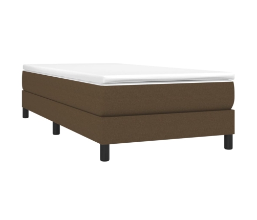 Estructura de cama sin colchón tela marrón oscuro 90x190 cm