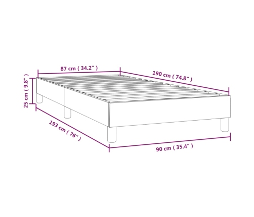 Estructura de cama sin colchón tela marrón oscuro 90x190 cm