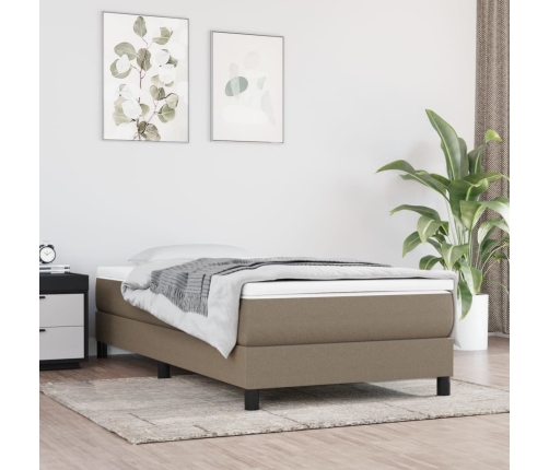 Estructura de cama sin colchón tela gris taupe 90x190 cm