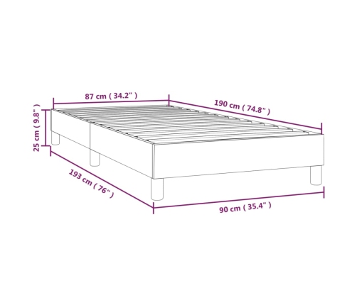 Estructura de cama sin colchón tela azul 90x190 cm