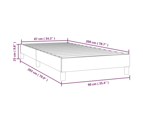 Estructura de cama sin colchón tela crema 90x200 cm