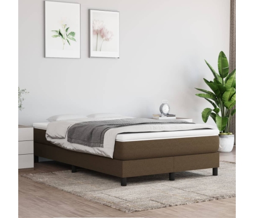 Estructura de cama sin colchón tela marrón oscuro 120x200 cm