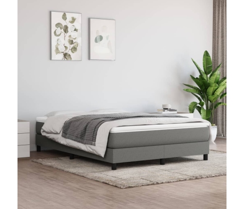 Estructura de cama sin colchón tela gris oscuro 140x200 cm