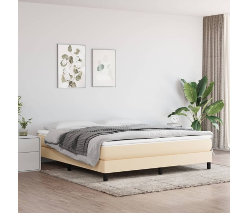 Cama sin colchón tela color crema 160x200 cm