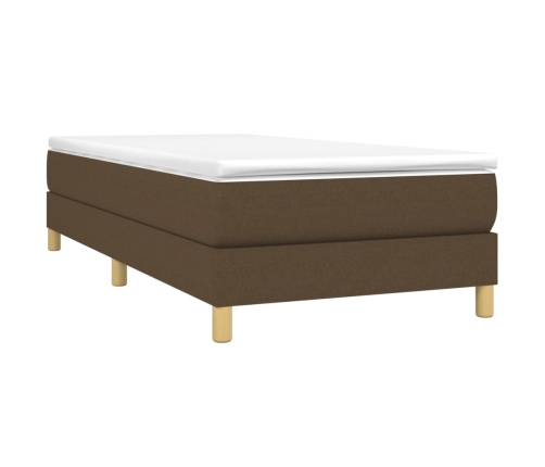 Estructura de cama sin colchón tela marrón oscuro 80x200 cm