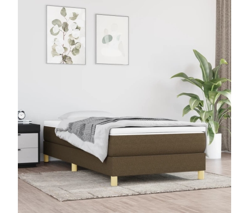 Estructura de cama sin colchón tela marrón oscuro 80x200 cm