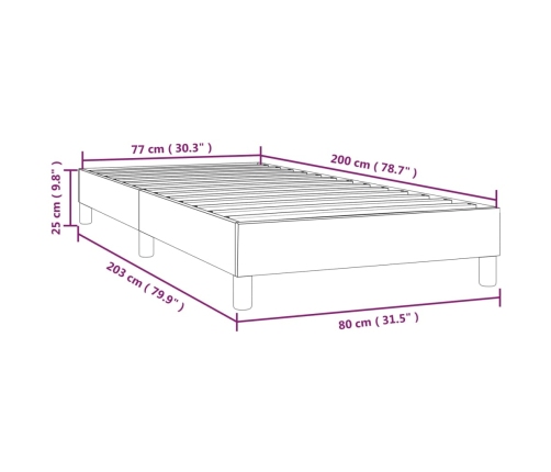 Estructura de cama sin colchón tela gris taupe 80x200 cm