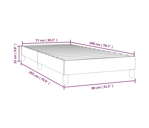 Estructura de cama sin colchón tela verde 80x200 cm