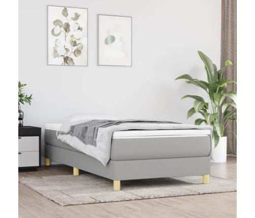 vidaXL Estructura de cama de tela gris claro 90x190 cm