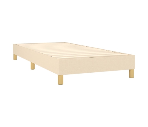 Estructura de cama sin colchón tela crema 90x190 cm