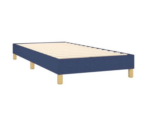 Estructura de cama sin colchón tela azul 90x190 cm