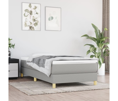 Estructura de cama sin colchón tela gris claro 90x200 cm