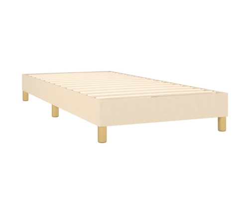 Estructura de cama sin colchón tela crema 90x200 cm