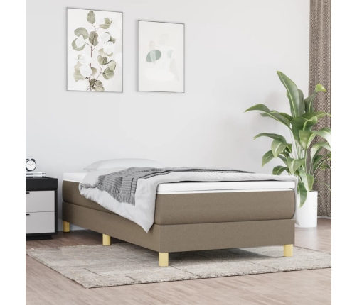 vidaXL Estructura de cama de tela gris taupe 100x200 cm