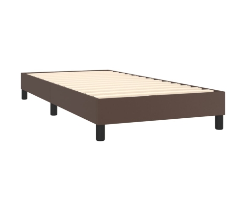 Estructura de cama cuero sintético marrón 80x200 cm