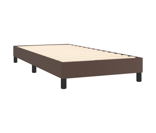 Estructura de cama cuero sintético marrón 90x190 cm