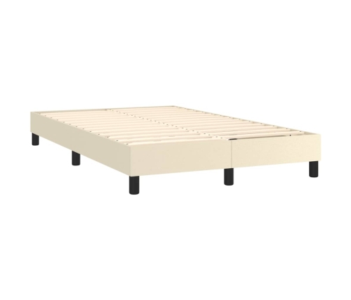 Estructura de cama sin colchón cuero sintético crema 120x200 cm