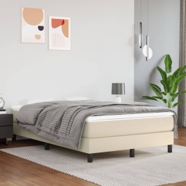 Estructura de cama sin colchón cuero sintético crema 120x200 cm
