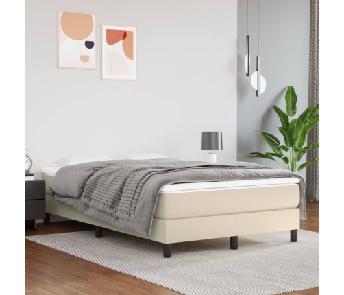 Estructura de cama sin colchón cuero sintético crema 120x200 cm