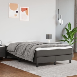 Estructura de cama sin colchón cuero sintético gris 120x200 cm