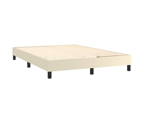 Estructura de cama sin colchón cuero sintético crema 140x190 cm