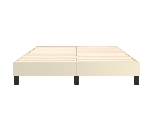 Estructura de cama sin colchón cuero sintético crema 140x190 cm