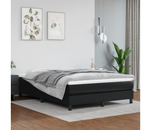 Estructura de cama sin colchón cuero sintético negro 140x200 cm