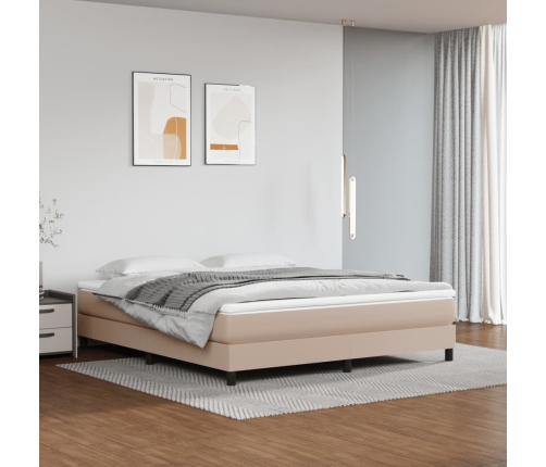 vidaXL Estructura de cama de cuero sintético capuchino 180x200 cm