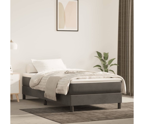 Estructura de cama sin colchón terciopelo gris oscuro 80x200 cm