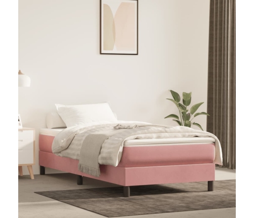 Estructura de cama sin colchón terciopelo rosa 80x200 cm