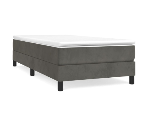 Estructura de cama de terciopelo gris oscuro 90x190 cm