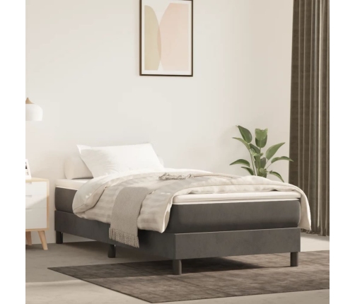 Estructura de cama de terciopelo gris oscuro 90x190 cm