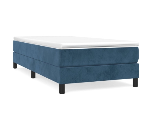 Estructura de cama sin colchón terciopelo azul oscuro 90x190 cm