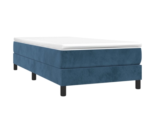 Estructura de cama sin colchón terciopelo azul oscuro 90x190 cm