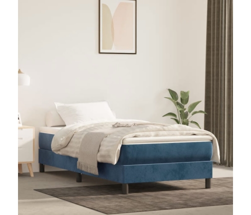 Estructura de cama sin colchón terciopelo azul oscuro 90x190 cm