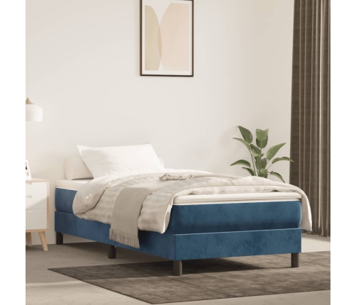 Estructura de cama sin colchón terciopelo azul oscuro 90x200 cm