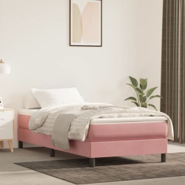 Estructura de cama sin colchón terciopelo rosa 90x200 cm