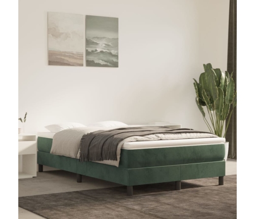 Estructura cama sin colchón terciopelo verde oscuro 120x200 cm