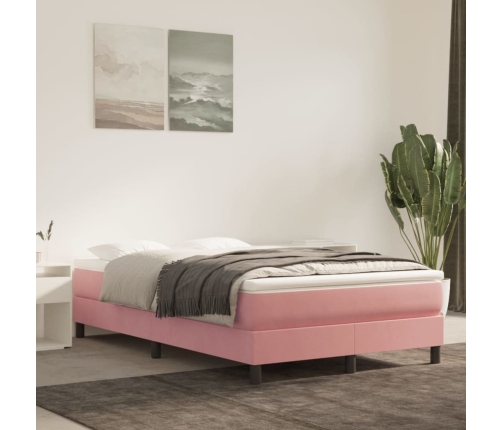 Estructura de cama sin colchón terciopelo rosa 120x200 cm