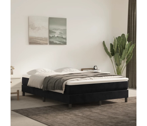 Estructura de cama sin colchón terciopelo negro 140x190 cm