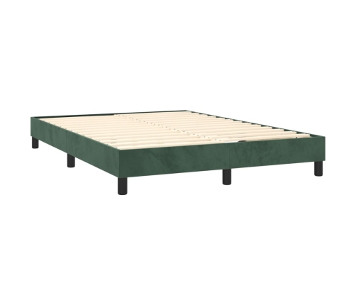 Estructura cama sin colchón terciopelo verde oscuro 140x190 cm