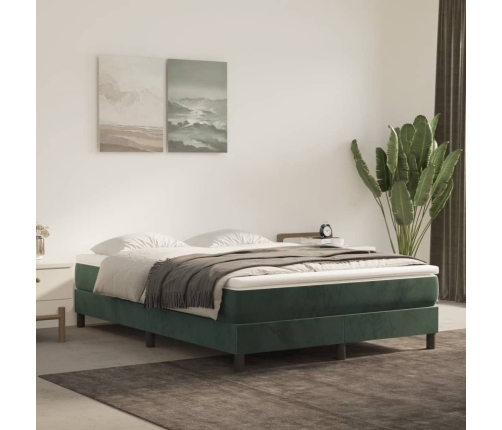 Estructura cama sin colchón terciopelo verde oscuro 140x190 cm