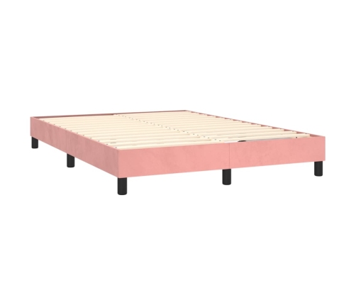 Estructura de cama sin colchón terciopelo rosa 140x190 cm